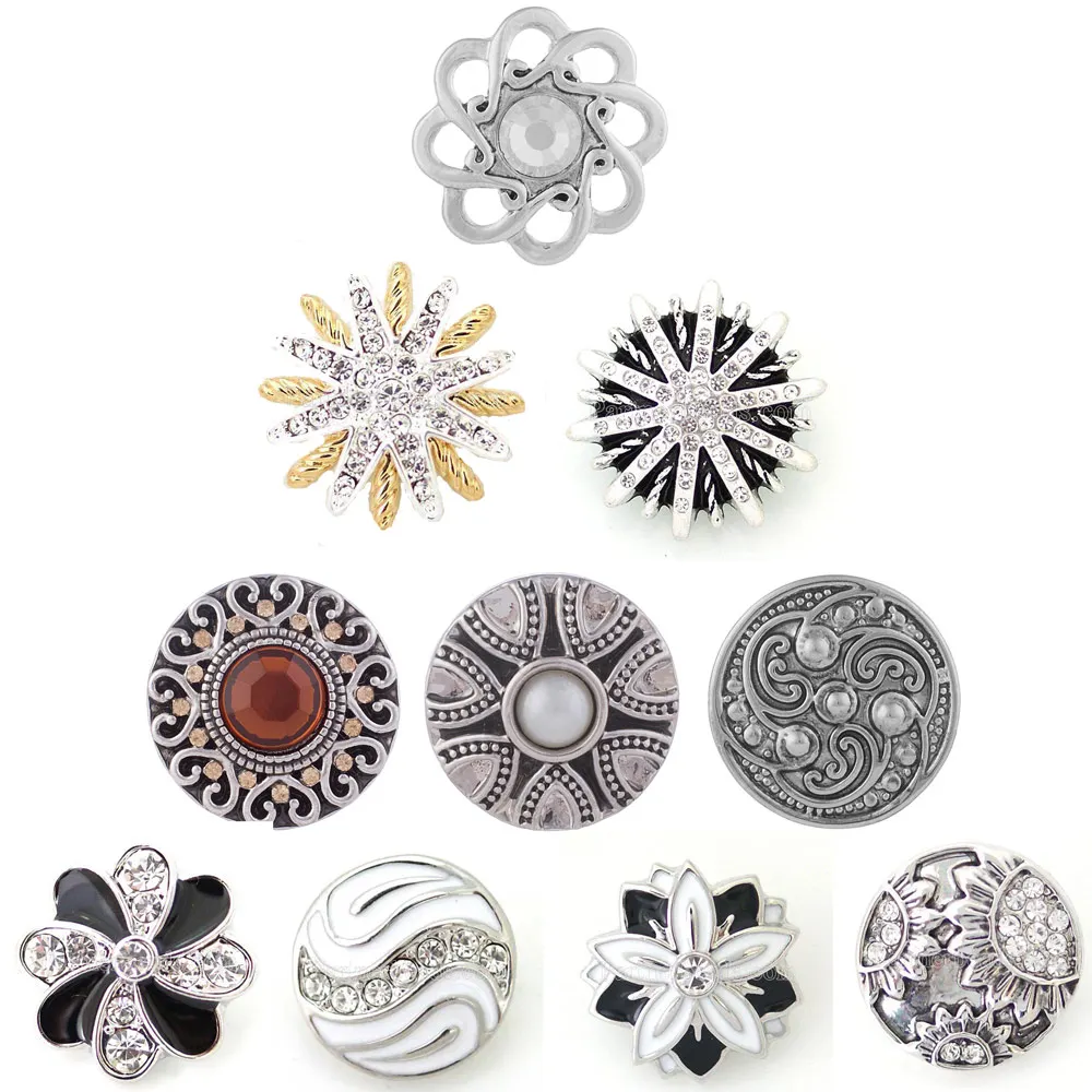

New hot sale DS5003 mixed 18MM different design simple retro Partnerbeads snap buttons fit DIY snap bracelets jewelry wholesale