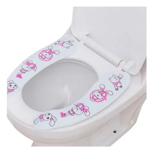 1 комплект милые животные липкий чехол для сиденья унитаза DIY мультфильм ванная комната чехол на седло теплая подстилка повторная стирка теплый мягкий коврик для унитаза - Цвет: Pink Rabbit