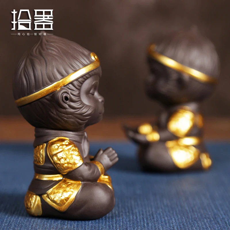 Pottery Monkey King Zen Boutique Tea Pet Chinese Purple Clay WuKong Tea Set