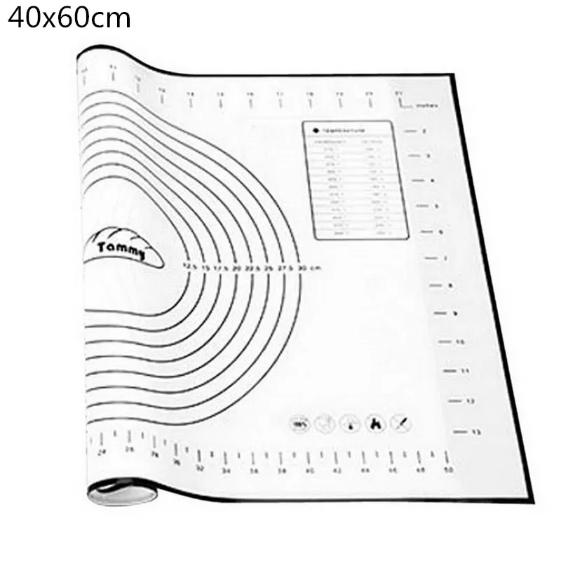 Антипригарные силиконовые коврики для выпечки с измерениями для приготовления теста для пиццы держатель для выпечки Кухонные гаджеты Инструменты для приготовления пищи формы для выпечки A - Цвет: 40x60cm black