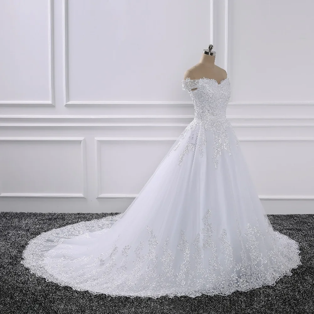 Vestido de noiva Милая принцесса свадебные платья бальное платье с открытыми плечами кружевное свадебное платье vestido branco