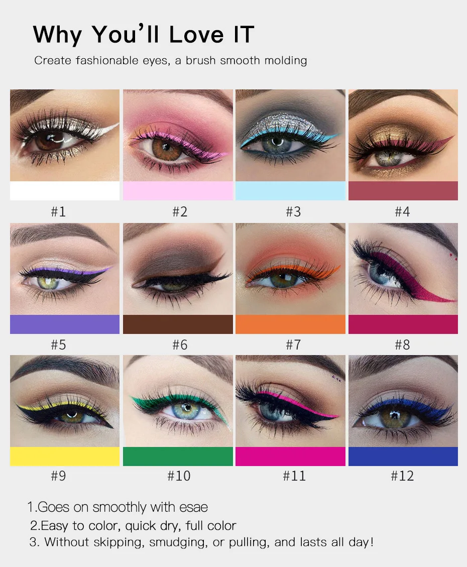 Sexy Matte Eyeliner Color Women Eyes Makeup Pen Waterproof Eye Liner Colorful Eye Liner for Party Eyeshadow Cosmetics Eyeliner