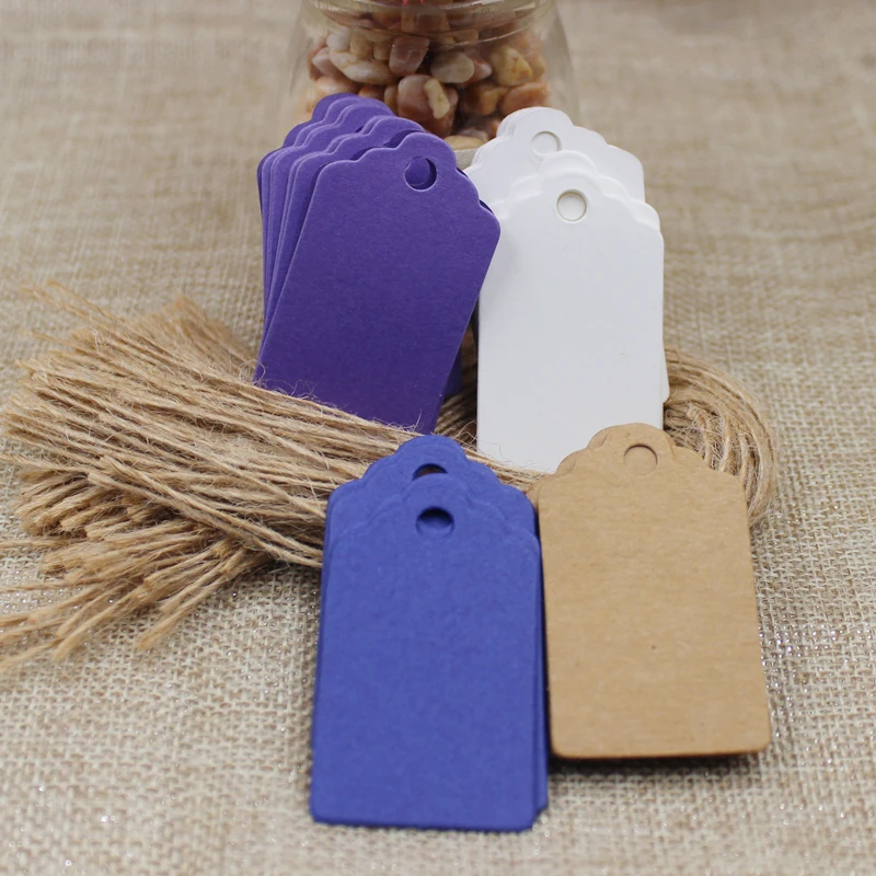 5*3cm DIY white/brown/purple/blue color blank paper gift tag 500pcs
