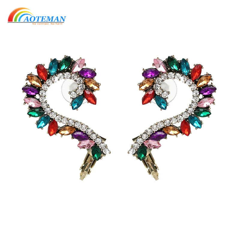 AOTEMAN Шарм Подвеска красочные Кристальные серьги ювелирные изделия Большой Блестящий себе серьги гвоздики Brincos