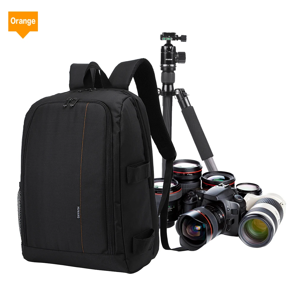 

HUWANG Large Padded Camera Bag Photography Travel Backpack w/Rain Cover Tripod Holder Laptop Pocket for Nikon Canon Sony DSLR