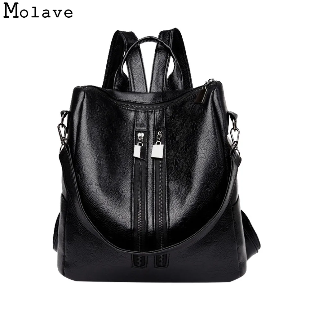 vintage black leather backpack