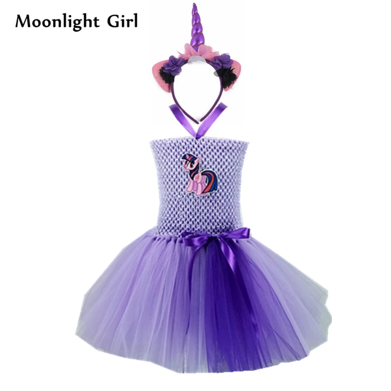 

Purple Girls Pony Unicorn Tutu Dress With Headband Birthday Party Dress Up Cosplay Halloween Costume For Kids Girls Dresses BG02