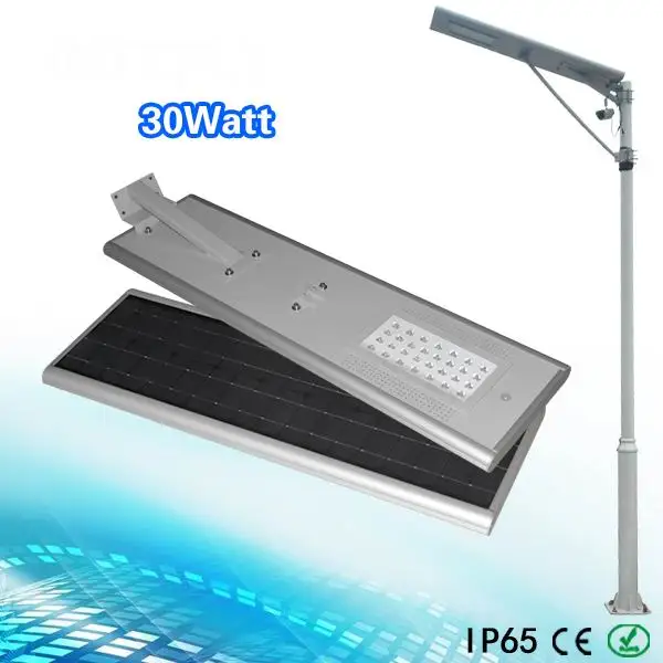 30W LED Street Lights All In One Solar Lamp Integrated solar led street light ( Soar panel + Lithium Battery + 12W LED Lamp )