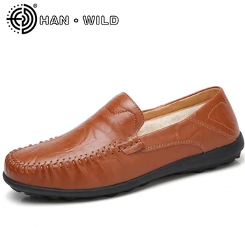 

hombres de cuero genuino holgazanes Zapatos Tenis Masculino Adulto hecho a mano mocasines Slip On Flat Driving Shoes Male Shoes