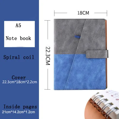Мозаичный цветной деловой офисный блокнот Cortex со спиральной катушкой, 6 отверстий, планировщик, блокнот для совещаний, органайзер, папка, подарок - Цвет: The blue -gray stone