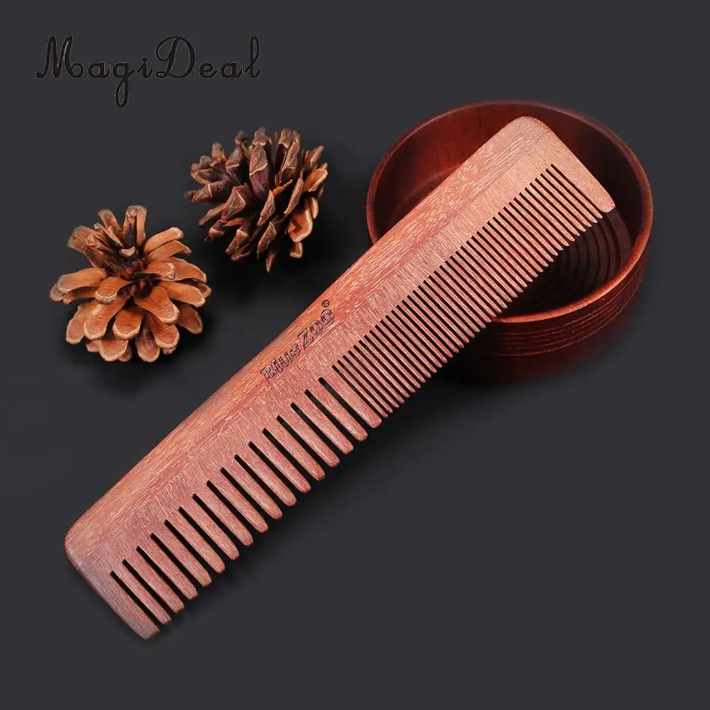 Handmade Anti Static Natural Sandalwood Men Fine Coarse Teeth Beard Mustache Grooming Styling Comb