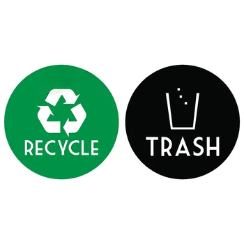 

Recycle +Trash Vinyl Lettering Decal Sticker(6x6 inch,Green Recycle&Black Trash)