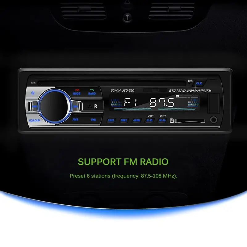 12 V автомобиль радио Bluetooth стерео в тире 1 Din FM Aux Вход приемник SD USB MP3/MP4 MMC WMA автомобиль радио MP3 плеер