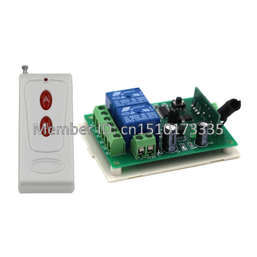 

RF wireless remote control switch 12V 2CH Relay Radio Switch System,315/433 MHZ Transmitter Receiver A B Button