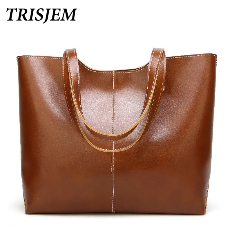

Women's Bag Oil Wax Women Leather Handbags Luxury Design Large Capacity Shoulder Bag Ladies Hand Bags Pink Big Tote Sac a Main