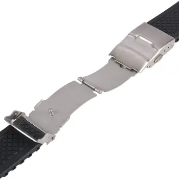 

20mm 22mm 24mm Black Silicone Rubber Waterproof Watch Strap Band Deployment Buckle Watch Band Unisex Watch Accessories