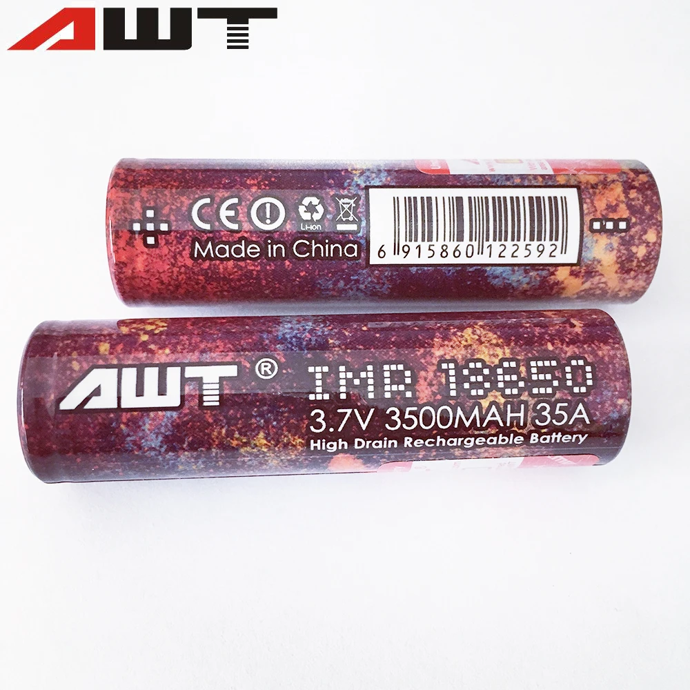 

AWT 18650 Battery 3500mAh 35A 3.7V Lithium Battery for Sigelei Snowwolf Kangertech VOOPOO Drag 2 Vape Mod Vaporizer VS VTC6 T059