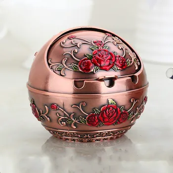 

Stainless steel ashtray with cover large personality household trend style living room windproof metal sealed ashtray lw14514