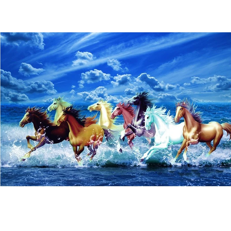 

Diy Diamond painting cross stitch animal crystal unfinish decorative full diamond embroidery eight horse moral success