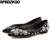 Кристалл Китайская свадебная обувь черный дизайнер дам вечеринка красный надевать платье итальянский плоские женщин Остроконечные горный хрусталь отправка капель Мода последние красивая европейская весенняяосень