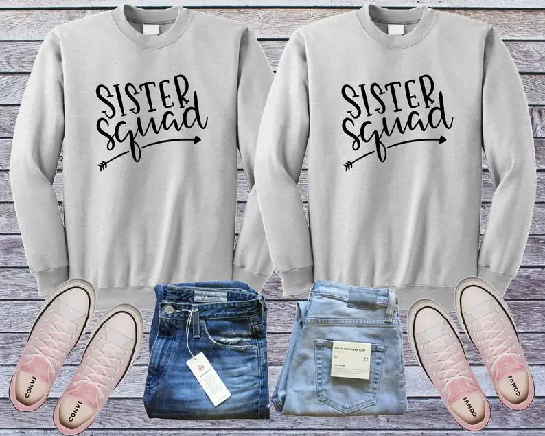 Sugarbaby/свитшот с надписью «Sister Squad» и надписью «Best Friend»; толстовка с капюшоном для сестры; подарок для сестры и сестры; Одежда для девочек;