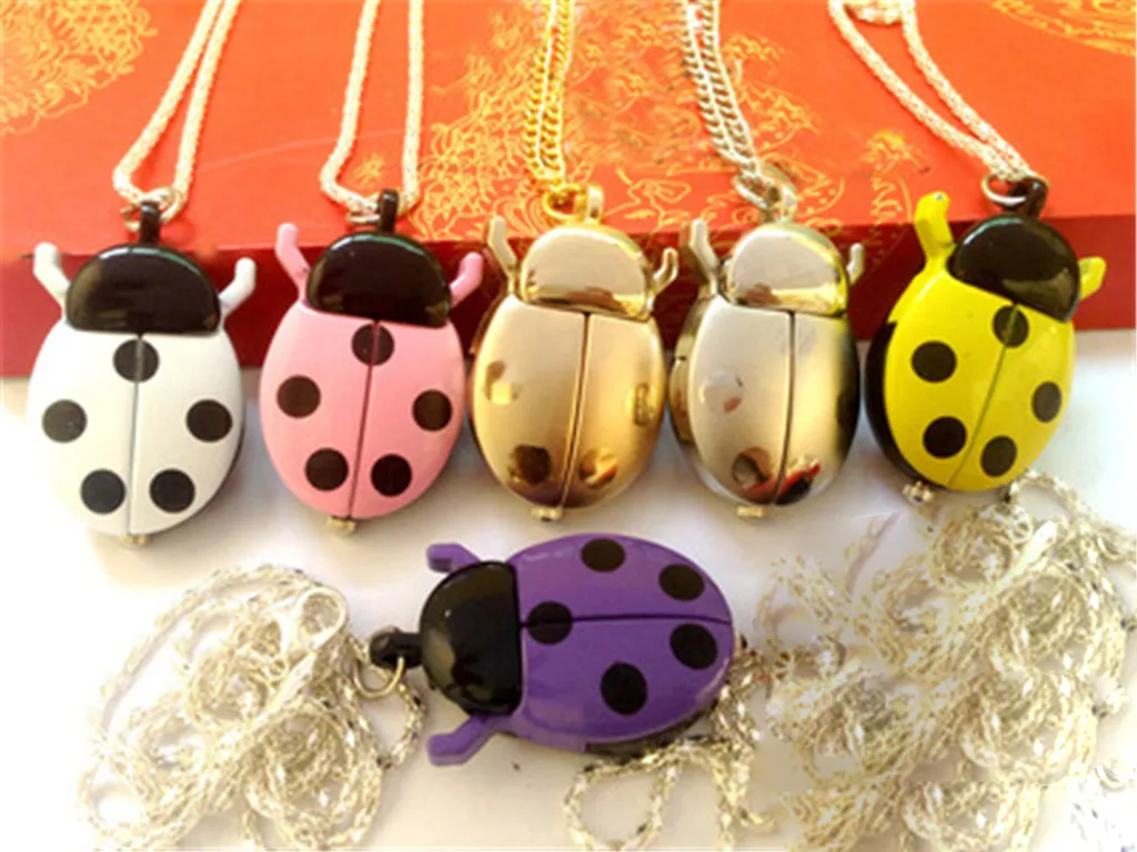 

European And American Jewelry Creative Small Seven-star Ladybug Pocket Watch Man Woman Kid Gift Necklace Clock Couple Old Man LD