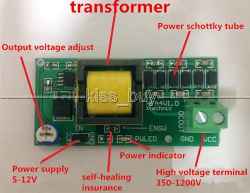 

High Voltage DC-DC Boost Converter input 3V-5V Step up to output 300v-1200v 400V 900V 1000V adjustable Power PSU Module