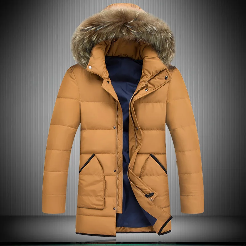 Men s fashion raccoon Nagymaros collar outwear Windbreaker Windproof warm Jackets Down Coats parka Plus size