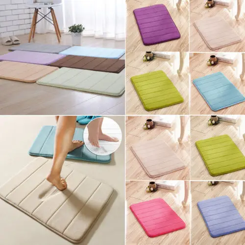 

Soft Plain Absorbent Soft Memory Foam Bath Mat Bathroom Shower Coral Absorbent Water Velvet Rug Non Slip