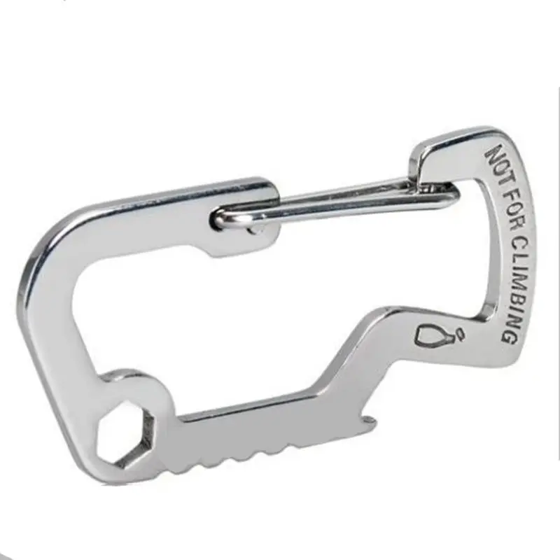 Outdoor Survival Multi Tool Bottle Opener Carabiner Hook Keyring