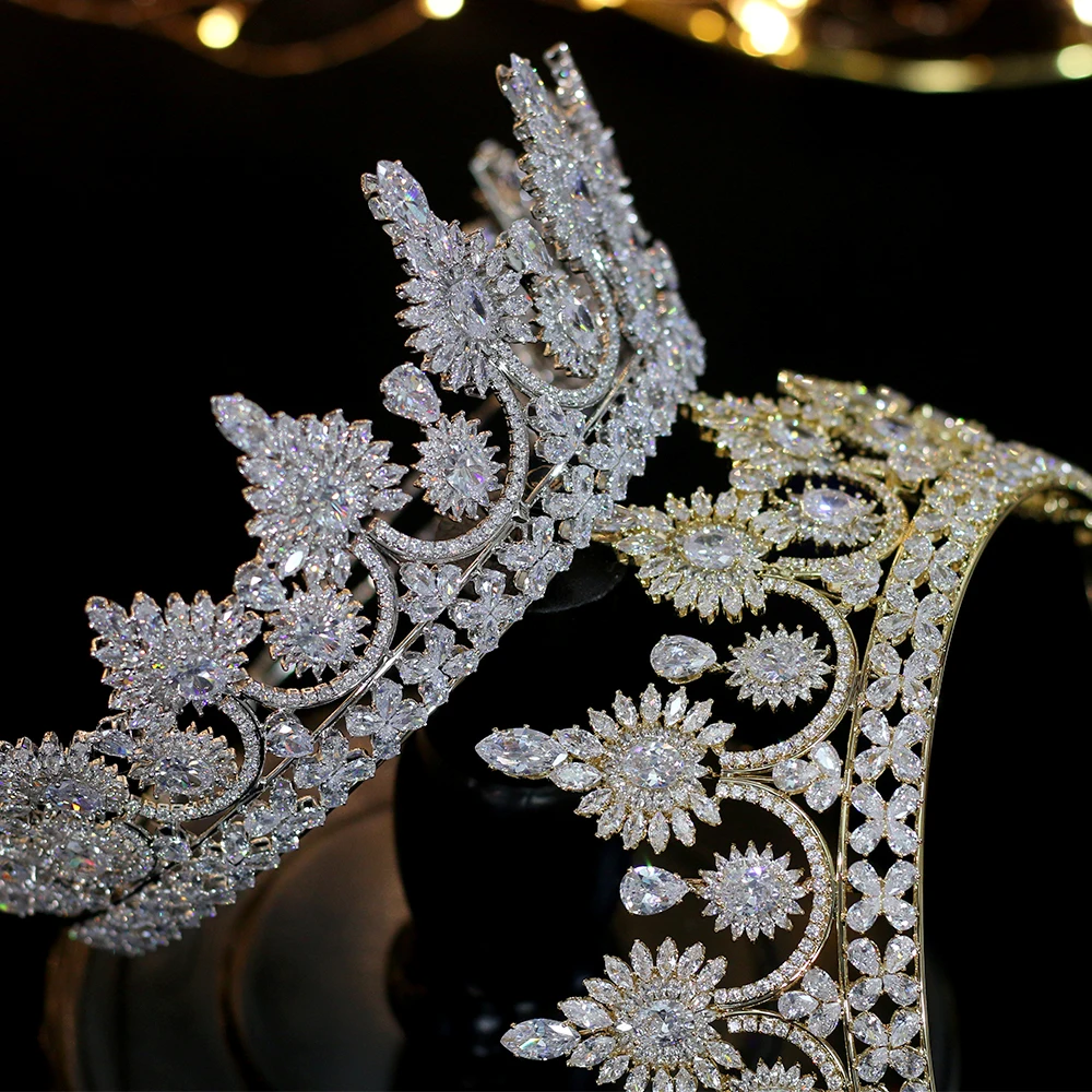 Роскошная Европейская ретро Золотая/Серебряная корона невесты корона для банкета свадебное платье ювелирные изделия аксессуары A00345