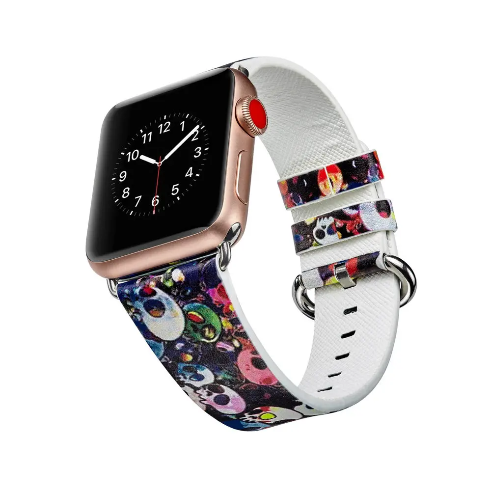 Весенний цветок кожаный ремешок для наручных часов Apple Watch серии 1/2/3/4/5 44 мм, 42 мм, 40 мм, 38 мм, версия Сельский Цветочный браслет для наручных часов iWatch, ремешок