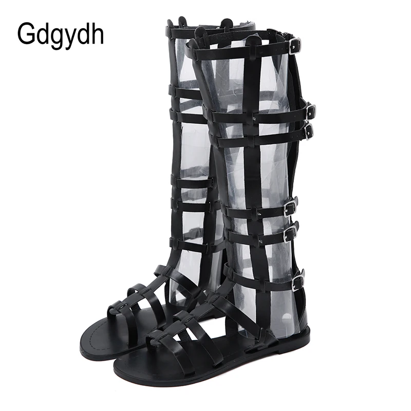 

Gdgydh Summer Gladiator Shoes Woman Rome Peep Toe Women Boots Over the Knee Zip Cut-outs Snake Skin Women Shoes Drop Shipping
