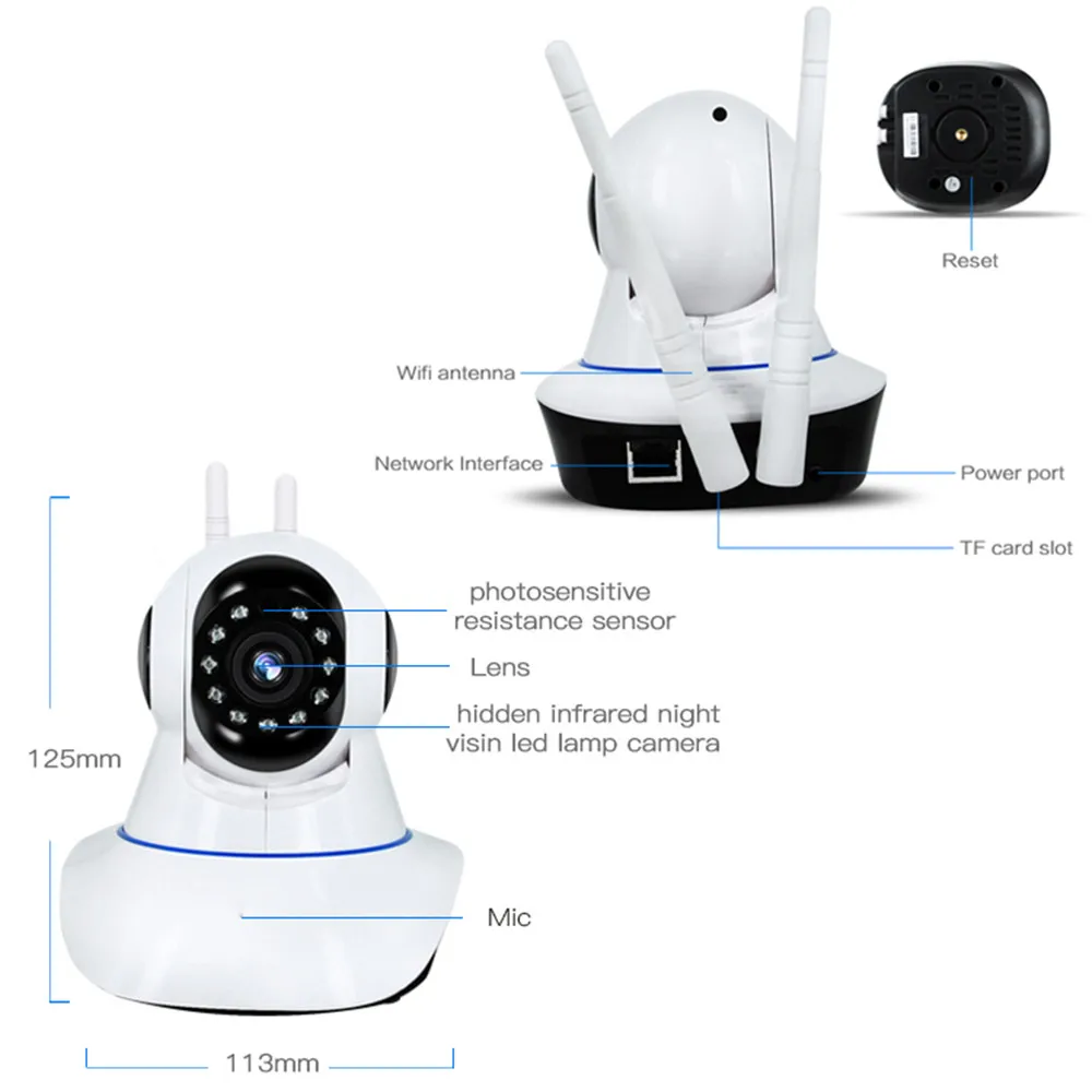 Ip камера WiFi 2MP 1080 P беспроводная CCTV IR для помещений водонепроницаемая IP66 DVR