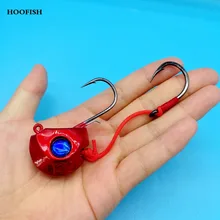 Hoofish 1 pçs 140g/120g/100g chumbo peixe jig mar profundo isca de pesca duro com dois ganchos muito fortes pesca artificial equipamento