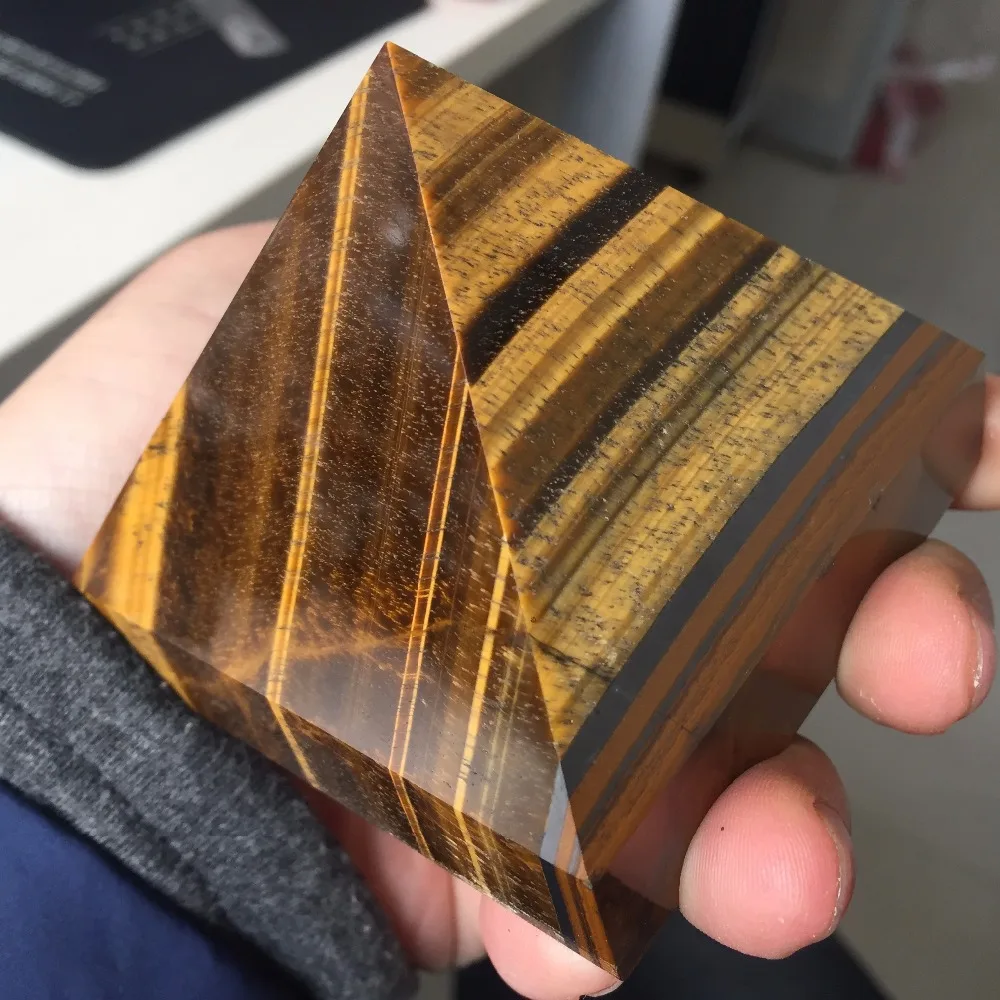 

BG0002(70*70*60mm) Natural Tiger Eyes Crystal Pyramid Polished Healing Pyramid reiki minerals Quartz Crystals Stone for Sale