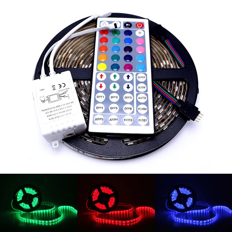 

LED Strip Light RGB 5050 SMD Flexible Ribbon fita Led RGB Stripe 5M Tape Diode DC 12V+ Remote Control DROPSHIPPING