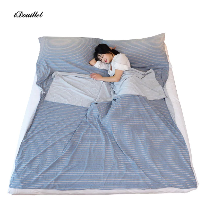 iDouillet Stripes Printed Portable Sleep Sack Sheet with Build in