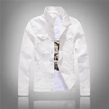 Herren Grün Weiß Motorrad Bomber Jeansjacke Männer Drehen Unten kragen Herbst Denim Männer Varsity Jacke Veste Homme Plus Größe XXXL