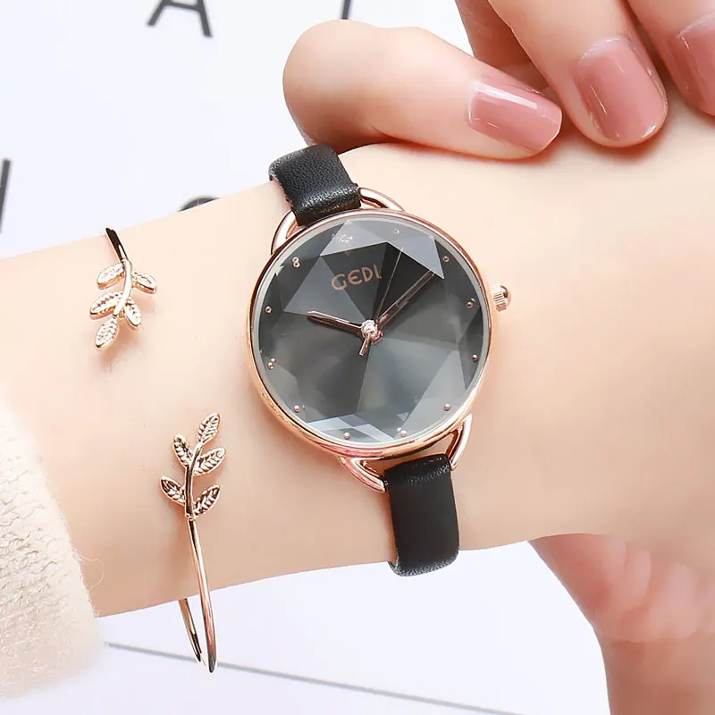 

2018 Luxury Brand Lady Crystal Wrist Watch Women Fashion Charm Ladies Rose Gold Quartz Watches Female Fine Leather Wristwatches