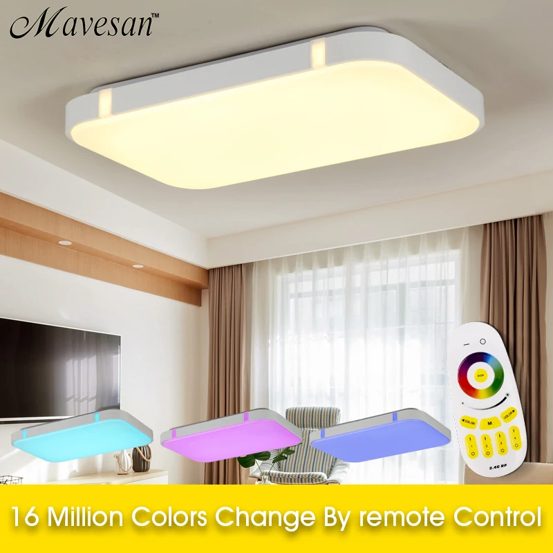 Goede Nieuwe Kleurrijke Moderne Led Plafond Verlichting Voor Thuis Decoratieve RGB Lichtpunt Binnenverlichting lampenkap Met Afstandsbediening