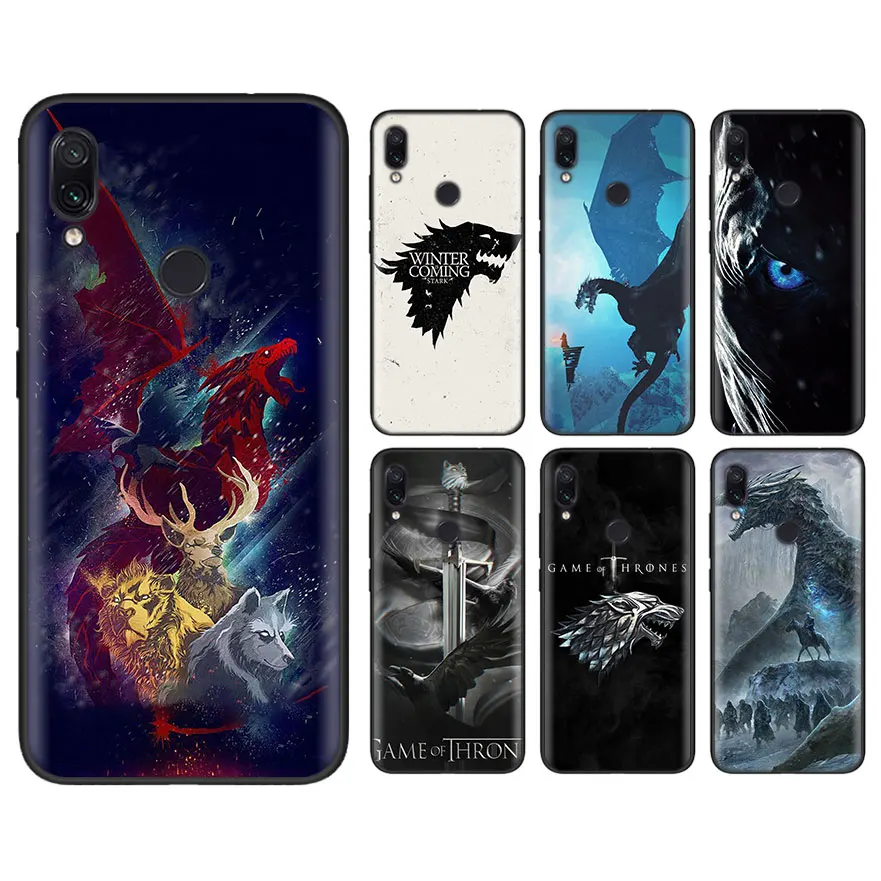 

Black Soft Case for Xiaomi Redmi Note 5 Pro 6 7 Pro 5 6 6A Game Thrones Case for Mi 9 8Lite Mix 3 Play A2 Lite