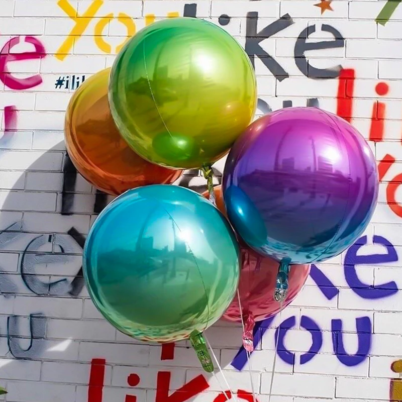 20 шт. 22 дюйма 4D диско алюминиевый гелиевый шарик из фольги круглый градиент металлический объемный шар День Рождения Вечеринка Свадьба душ деко