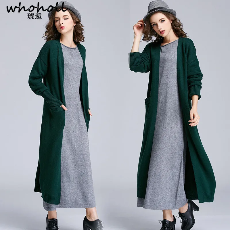WHOHOLL 2019 Spring New Wild Loose Long Knitwear Cardigan Women Sweater Coat Long Sleeve Coat  Sweaters Fashion Women
