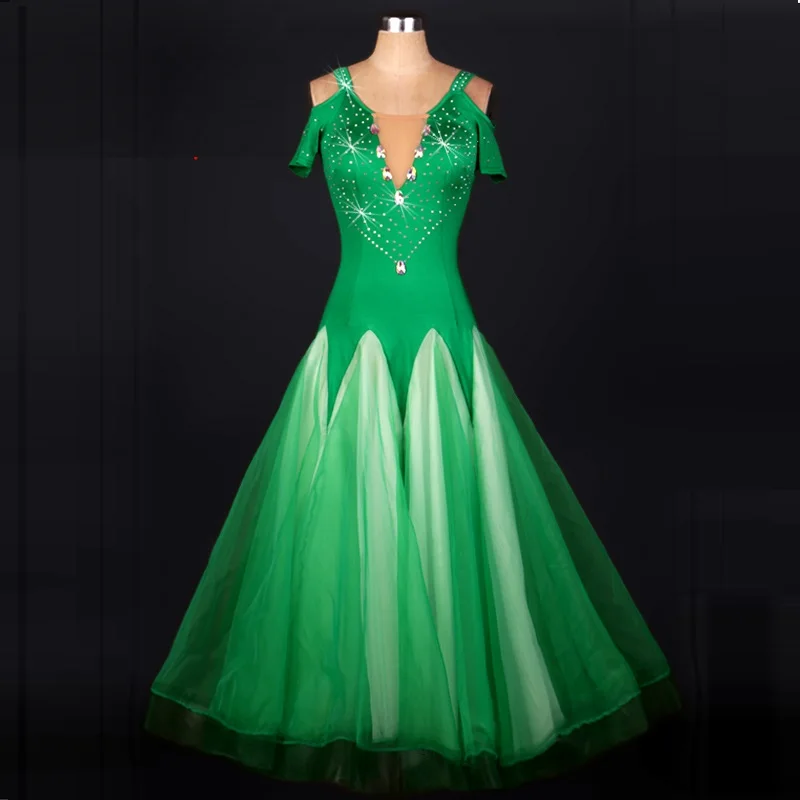 

ladies kids competition Tango standard waltz flamenco green dance dresses for girl dress ballroom dancing children modern