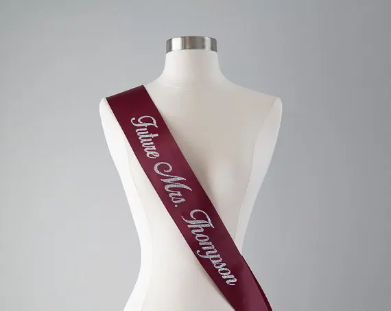 

customize name maroon glitter Bride wedding MRS sash Bachelorette bridesmaind sashes Bachelorette gifts bridal party favors