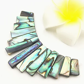

Fahion 13Pcs Set Stick Rectangle Paua Shell Pendant Natural Multicolor Abalone Shells Pendants Jewelry Making Accessories A127