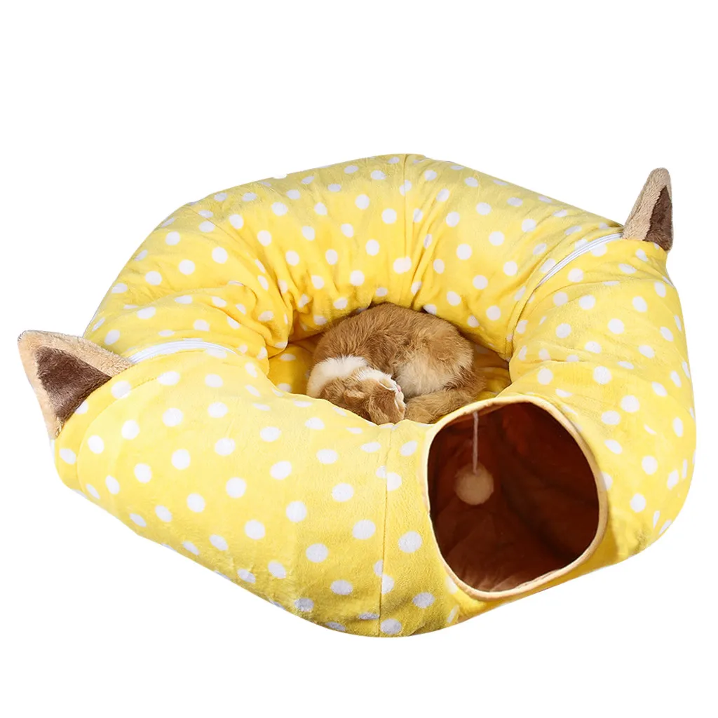 Pet Cat House Bed Winter Soft Warm Pets Kennel For Home Totoro Cats Playing Pipe Barrel