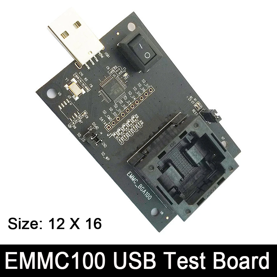 eMMC BGA100 USB Test Socket Programmer adapter reader IC size12x16 mm
