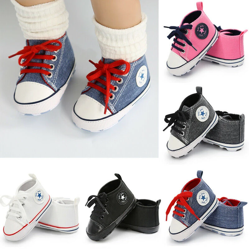 Kids Boys Girls Canvas Sneakers Classic Lace-up Tennis Shoes